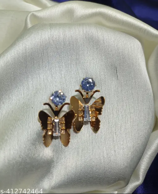"Golden Butterfly Stone Studs" - Image 2