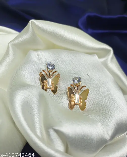 "Golden Butterfly Stone Studs"